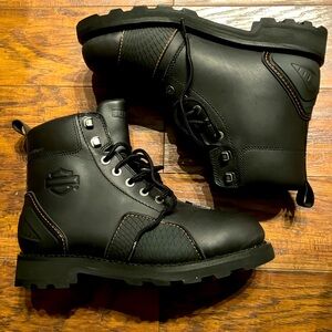 Harley-Davidson black leather men’s motorcycle boots, BRAND NEW, size 10.5